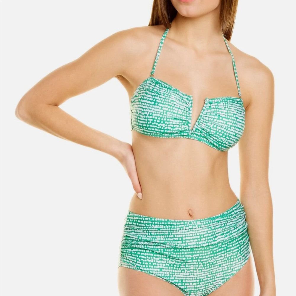 Catherine Malandrino 2Pc Bandeau Swim Set Women's SZ Large Color Green $120